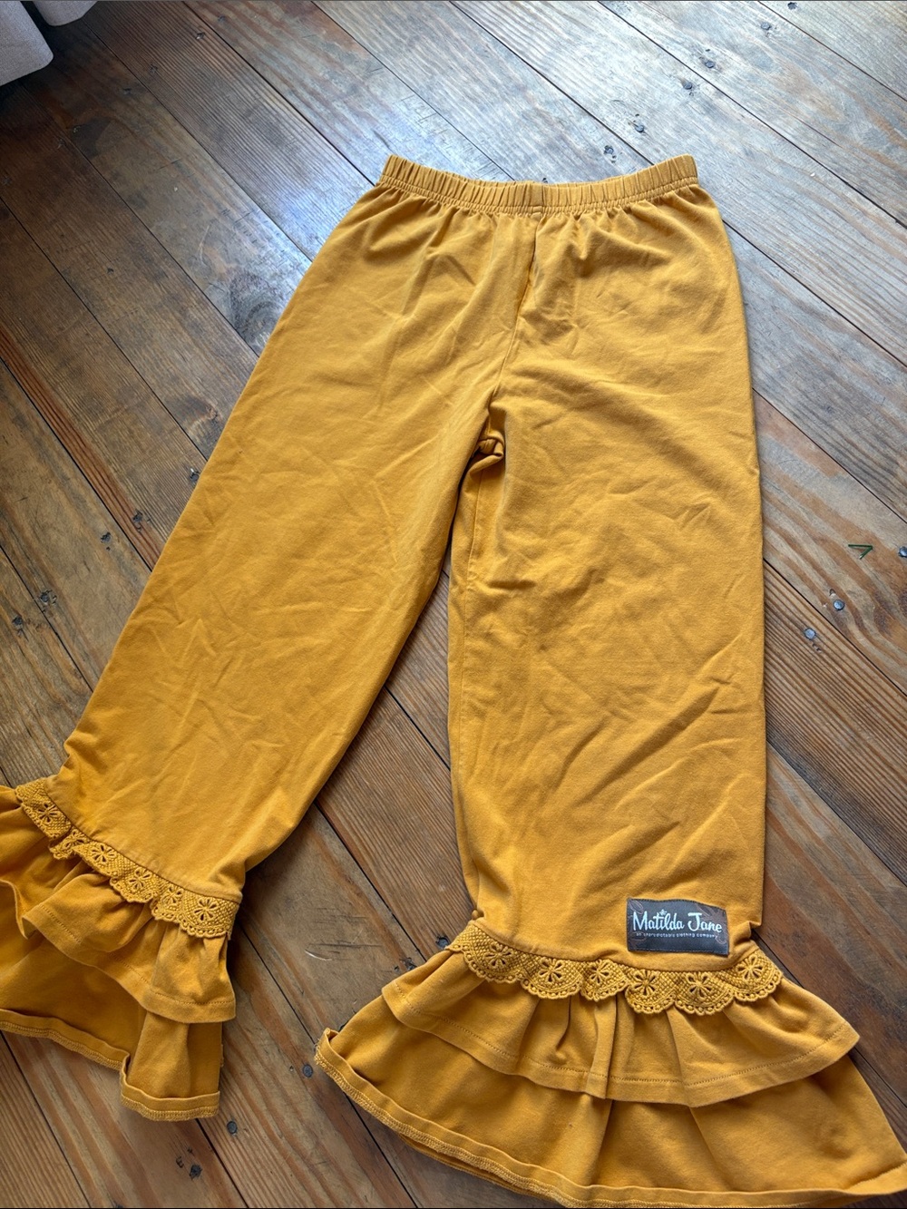 Matilda Jane Mustard Ruffle Hem Pajama Pants